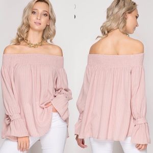 Striped off shoulder top